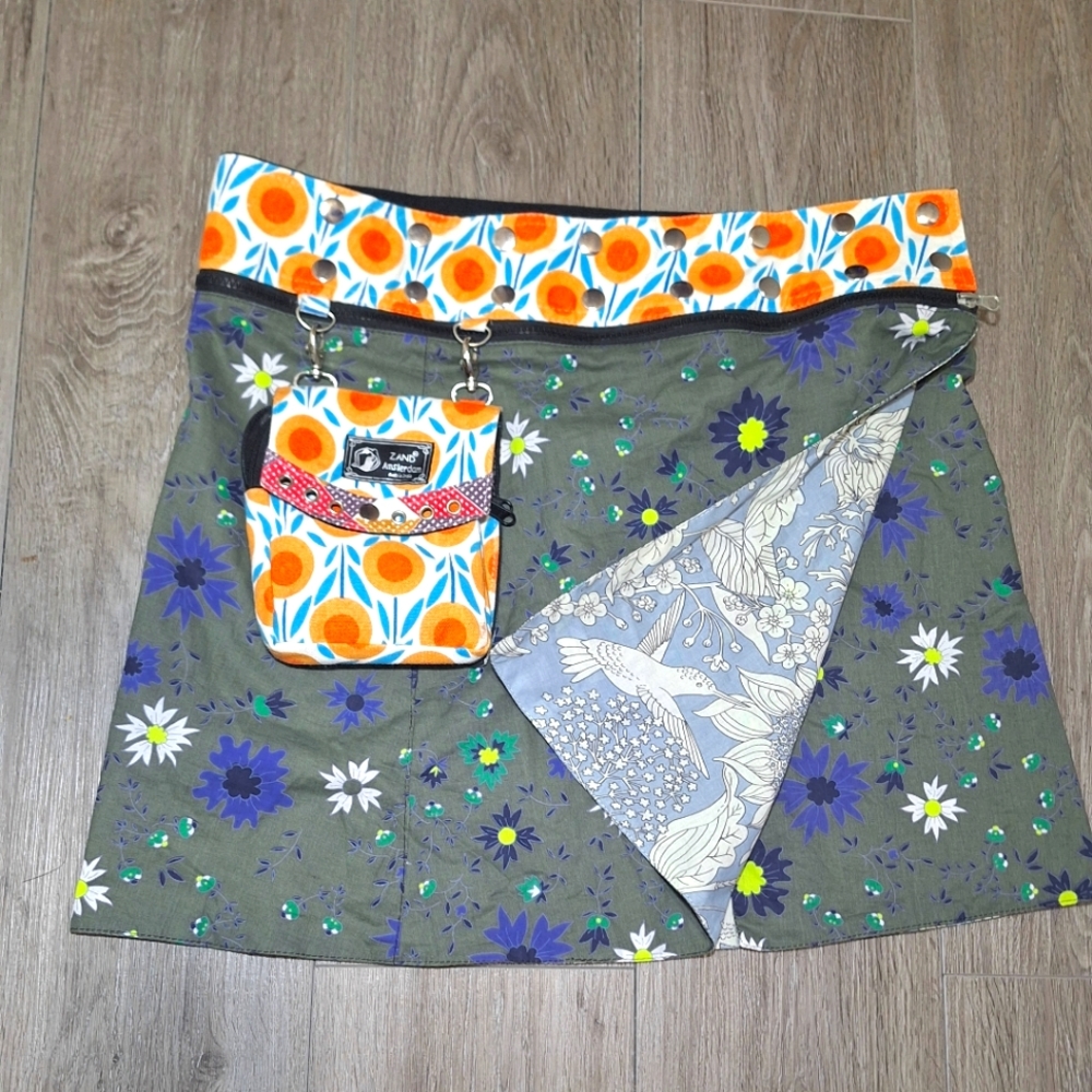 Zand Amsterdam Reversable Skirt 4 In 1 & Purse Womans One Size BoHo Retro